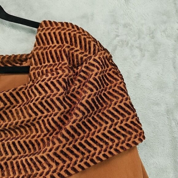 Vintage Lou Nardi Top Womens Size L Brown Shoulder Pads Square Neck Made In USA - Picture 3 of 7